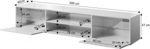 Cama Meble Szafka RTV SLIDE 200K 200x40xH37 cała w białym połysku 4
