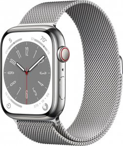 Smartwatch Apple Watch 8 GPS + Cellular 45mm Silver Stainless Steel Srebrny  (MNKJ3WB/A) 1