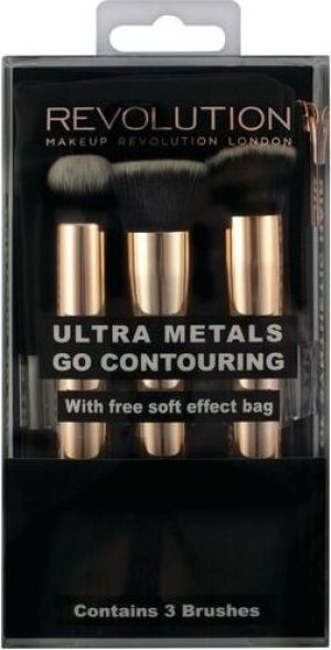 Makeup Revolution Ultra Metals Go Contouring Zestaw 3 pędzli do konturowania twarzy 1