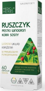 Medica Herbs Medica Herbs Ruszczyk, Pestki Winogron, Kora sosny 60 kapsułek - WYSYŁAMY W 24H! 1