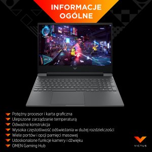 Laptop HP Laptop HP Victus Gaming 15-fa0246nw i5-12450H/16GB/512GB SSD/RTX3050 Ti/15,6" FHD 144Hz/W11H 15