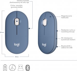 Mysz Logitech M350 Pebble Blueberry for Mac (910-006753) 6