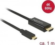 Adapter AV Delock Cable USB Type-Cª male > HDMI male (DP Alt Mode) 4K 60 Hz 1m black 1