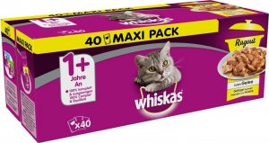 Whiskas WHISKAS Adult Potrawka 40x85g Smaki Drobiowe - mokra karma dla kotów w galaretce (z kurczakiem, z kaczką, z drobiem, z indykiem) saszetka + Notes GRATIS 2