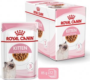 Royal Canin ROYAL CANIN Kitten Instinctive w sosie 12x85g karma mokra w sosie dla kociąt do 12 miesiąca życia + Royal Canin Piłeczka dla kota GRATIS 2