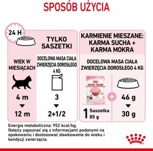 Royal Canin ROYAL CANIN Kitten Instinctive w sosie 12x85g karma mokra w sosie dla kociąt do 12 miesiąca życia + Royal Canin Piłeczka dla kota GRATIS 10