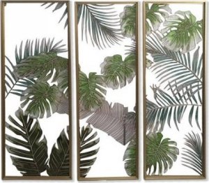 DKD Home Decor Płótno DKD Home Decor 3 Części Tropikalny Liść roślin (122 x 3 x 122 cm) 1