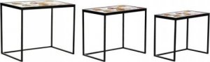 DKD Home Decor Zestaw 3 stołów DKD Home Decor Szkło Czarny Metal Żółty (60 x 40 x 50 cm) 1