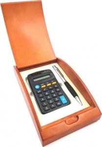 Kalkulator Giftdeco Długopis i kalkulator w pudełku drewnianym G133H 1