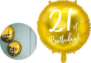 PartyDeco Balon foliowy 21st Birthday, złoty, 45cm URODZINY 1