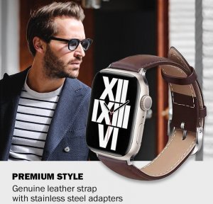 Crong Crong Noble Band - Pasek z naturalnej skóry do Apple Watch 38/40/41 mm (Espresso) 8