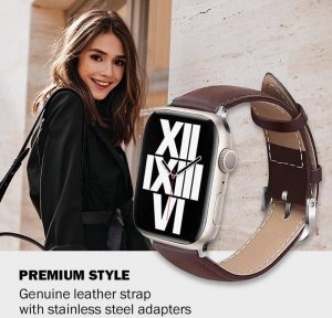 Crong Crong Noble Band - Pasek z naturalnej skóry do Apple Watch 42/44/45/49 mm (Espresso) 7