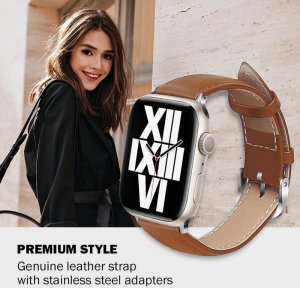 Crong Crong Noble Band - Pasek z naturalnej skóry do Apple Watch 42/44/45/49 mm (Mokka) 7