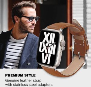 Crong Crong Noble Band - Pasek z naturalnej skóry do Apple Watch 42/44/45/49 mm (Mokka) 8