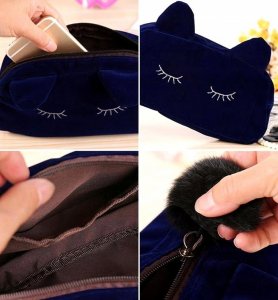 Piórnik Edibazzar Piórnik kot szkolny pluszowy saszetka kosmetyczka 7