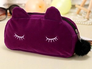 Piórnik Edibazzar Piórnik szkolny pluszowy saszetka kosmetyczka kot 4