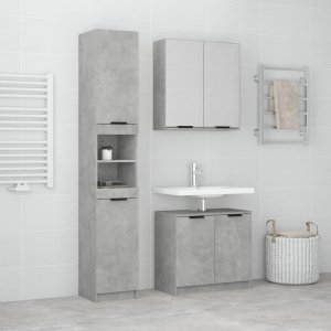vidaXL 3-cz. zestaw szafek do łazienki, szarość betonu 1