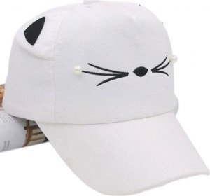 Edibazzar Czapka BEJSBOLÓWKA z daszkiem kocie uszy perełki 3