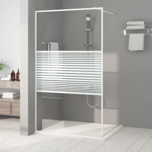 vidaXL Ścianka prysznicowa, biała, 115x195 cm, przezroczyste szkło ESG 1