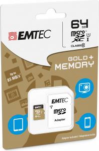 Karta Emtec Karta pamięci Emtec MicroSD 64GB Emtec SDXC CL.10 Gold &amp;Adapter Bl. (ECMSDM64GX) 2