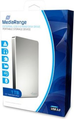 Dysk zewnętrzny HDD MediaRange 1TB Srebrny (MR996) 1