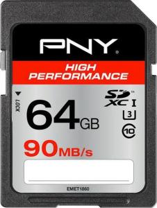 Karta PNY High Performance SDXC 64 GB Class 10 UHS-I/U3  (SD64GHIGPER90-EF) 1