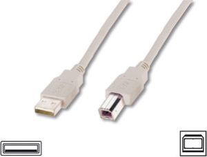 Kabel USB Digitus USB-A - USB-B 1.8 m Beżowy (AK-300105-018-E) 1