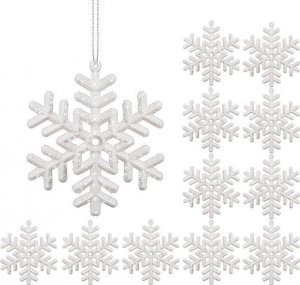 Springos Zawieszki choinkowe białe śnieżynki na choinkę 10 cm 12 szt. UNIWERSALNY 1