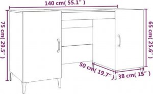 Biurko vidaXL Brązowe 140 cm x 50 cm 9