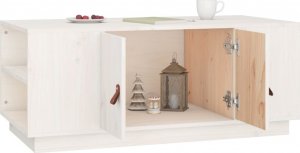 vidaXL Stolik kawowy, biały, 100x50x41 cm, lite drewno sosnowe 4
