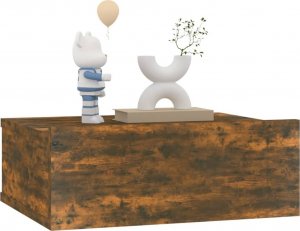 vidaXL vidaXL Wisząca szafka nocna, przydymiony dąb, 40x30x15 cm 4