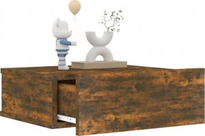 vidaXL vidaXL Wisząca szafka nocna, przydymiony dąb, 40x30x15 cm 5