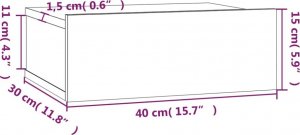 vidaXL vidaXL Wisząca szafka nocna, przydymiony dąb, 40x30x15 cm 10