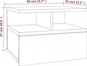 vidaXL vidaXL Wisząca szafka nocna, przydymiony dąb, 40x31x27 cm 7