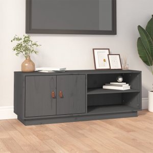 vidaXL vidaXL Szafka pod TV, szara, 105x34x40 cm, lite drewno sosnowe 1