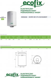 Bojler Ecofix 80V 1.2 kW (3201610) 3