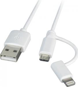 Kabel USB Mcab MFI LIGHTNING USB 2IN1WHITE1M - 7070155 1