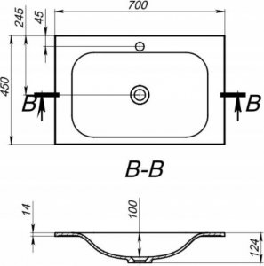 Umywalka Miraggio Umywalka wpuszczana prostokątna 70 x 45cm 8