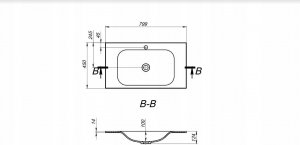 Umywalka Miraggio Umywalka wpuszczana prostokątna 80 x 45cm 8