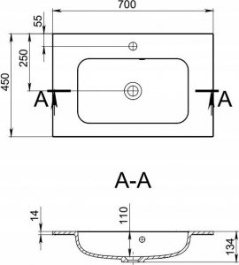 Umywalka Miraggio Umywalka wpuszczana prostokątna 70 x 45cm 9