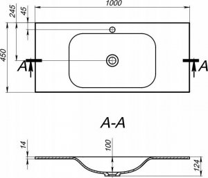 Umywalka Miraggio Umywalka wpuszczana prostokątna 100x45cm 9