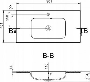 Umywalka Miraggio Umywalka wpuszczana prostokątna 90 x 45cm 9