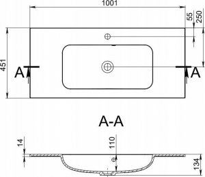 Umywalka Miraggio Umywalka wpuszczana prostokątna 100x45cm 10