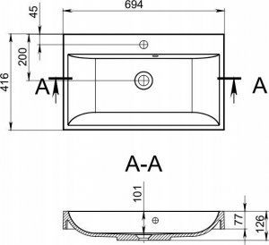 Umywalka Miraggio Umywalka nablatowa prostokątna 70 x 42 cm 9