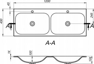 Umywalka Miraggio Umywalka podwójna wpuszczana 120 x 45 cm 8