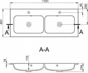 Umywalka Miraggio Umywalka podwójna wpuszczana 110 x 45 cm 8