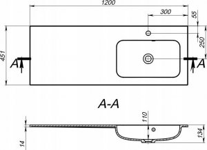 Umywalka Miraggio Umywalka asymetryczna prawa 120 x 45 cm 8