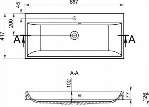 Umywalka Miraggio Umywalka nablatowa prostokątna 90 x 42 cm 8