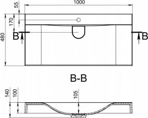 Umywalka Miraggio Umywalka nablatowa prostokątna 100x48 cm 8