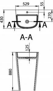 Umywalka Miraggio Umywalka wolnostojąca prostokątna 53x43cm 3